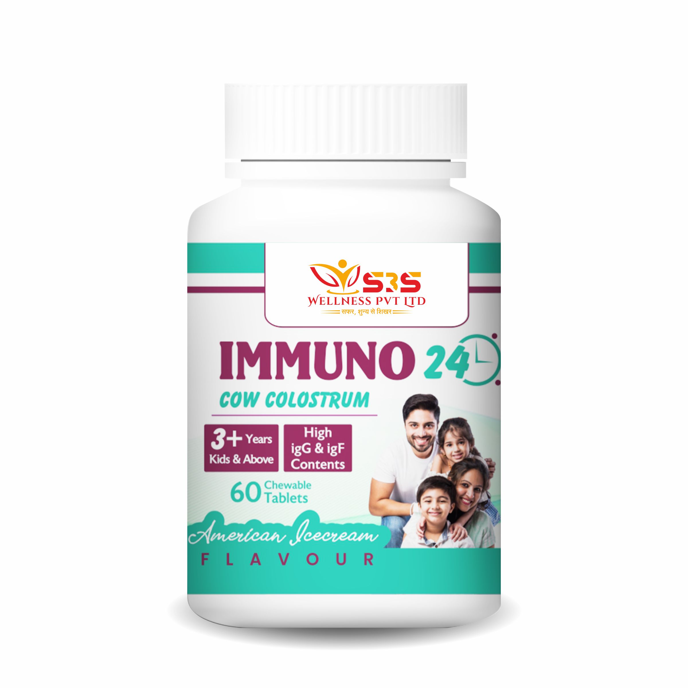 Immuno 24 Cow Tablets Colostrum American Icecream flavor